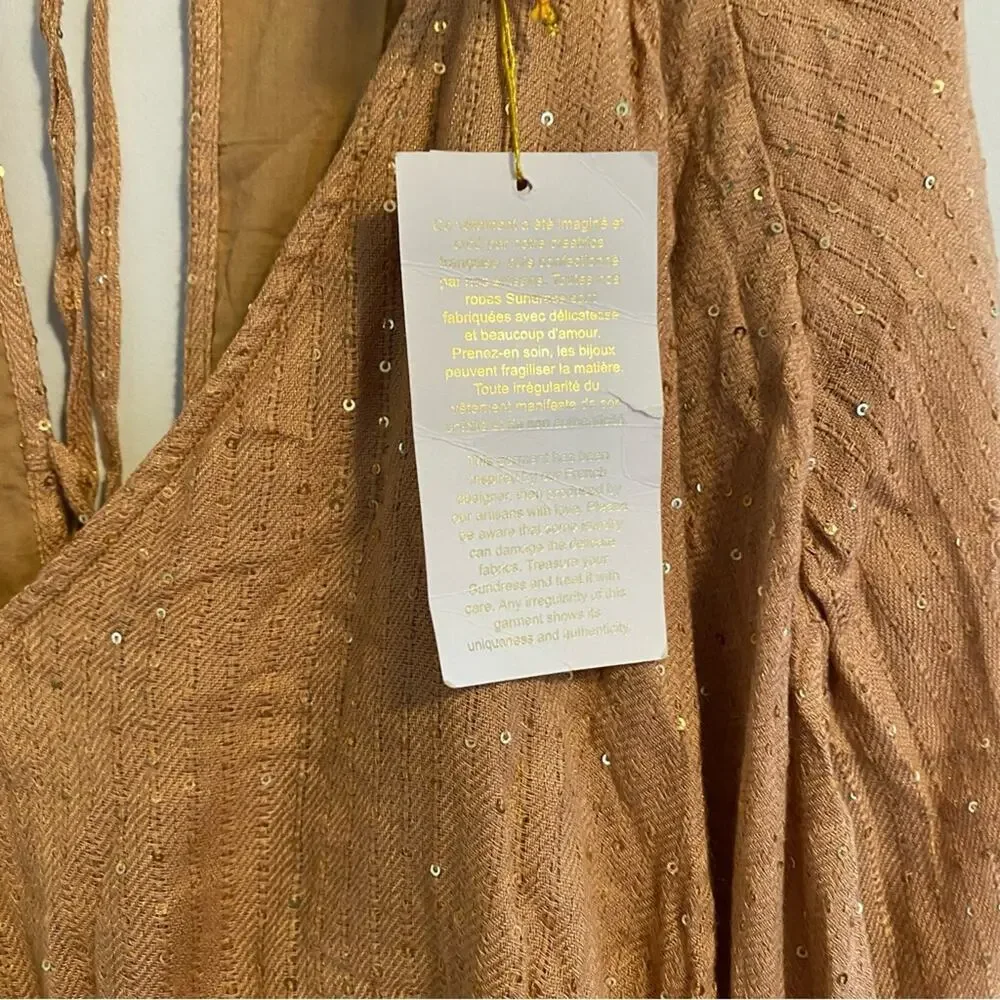 NWT Sundress Bronze Sequin Sexy Maxi Dress XS/S